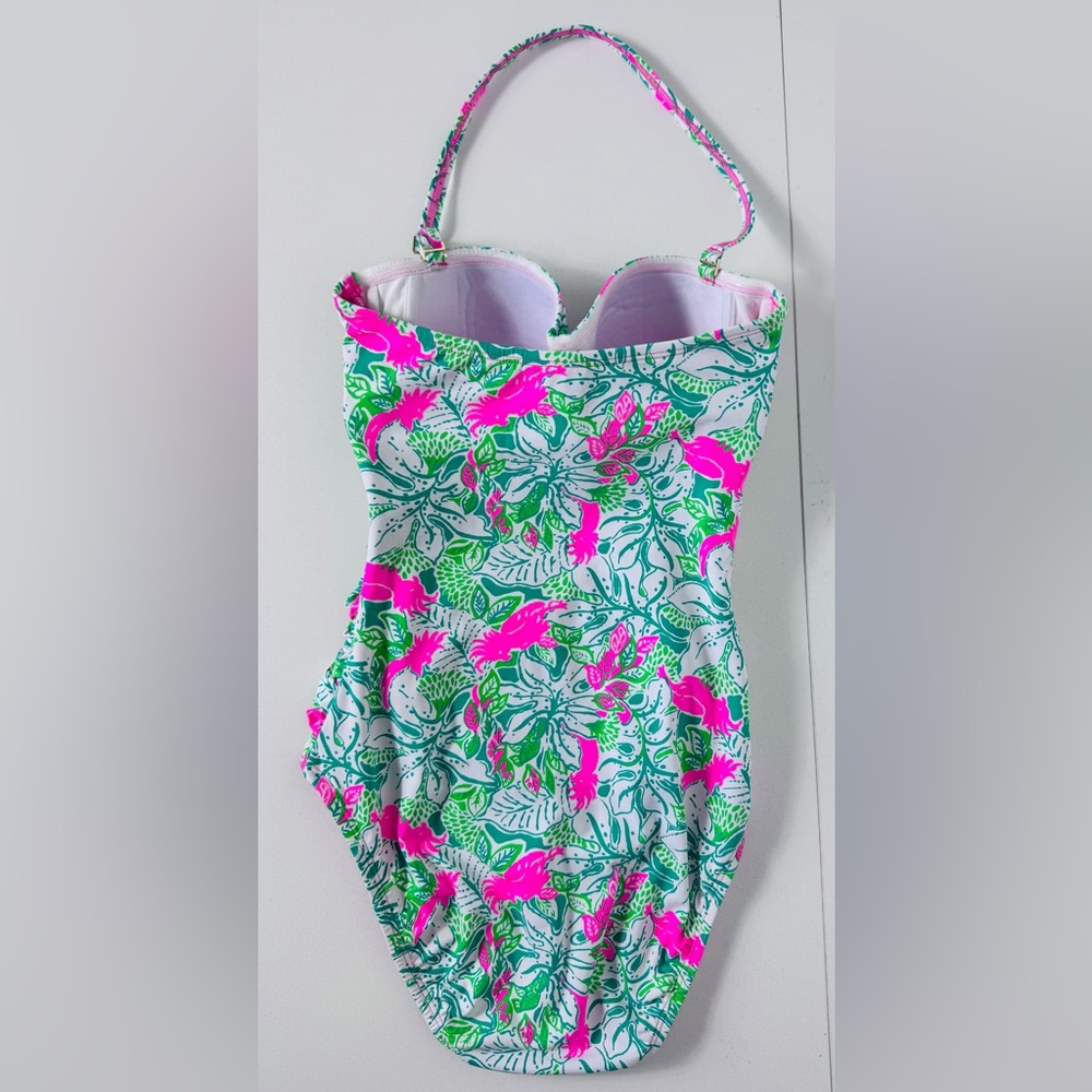 Lilly Pulitzer Flamenco One Piece Botanical Green Just Wing It Swimsuit Women 0 - Picture 3 of 9